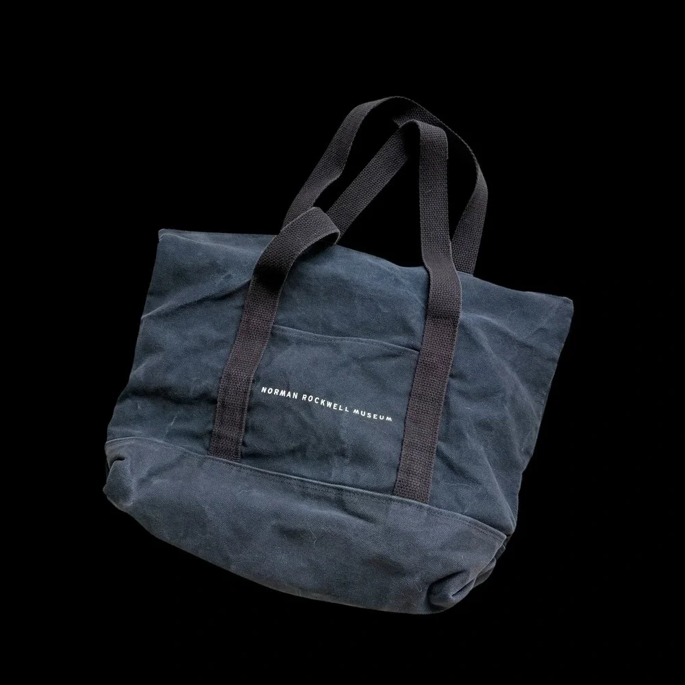 Norman Rockwell Museum Black Canvas Tote Bag Zipper Top Souvenir Travel Bag